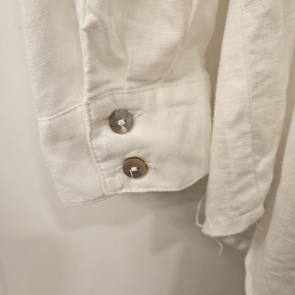 NWOT Max Studio Woman White Linen Cotton Embroidered Shirt - Size 1X - Picture 7 of 10